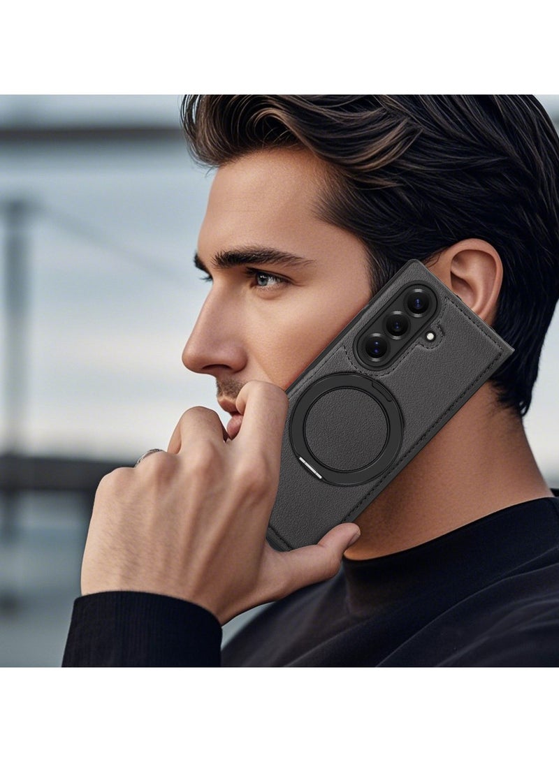 general Case Compatible with Samsung Z Fold7 Folding Phone Case Leather 360 Rotating Stand Magnetic Protective Case - Image 4