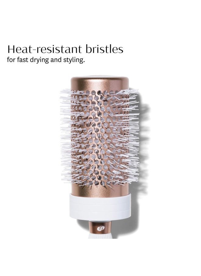 T3 Micro Volume Round Hair Brush CeramicCoated Barrel Vented Round Brush for Blow Drying Heat Resistant Bristles, White/Rose Gold  - Image 2