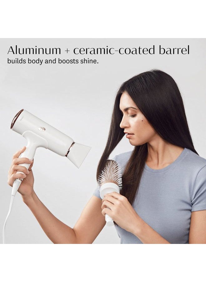 T3 Micro Volume Round Hair Brush CeramicCoated Barrel Vented Round Brush for Blow Drying Heat Resistant Bristles, White/Rose Gold  - Image 4