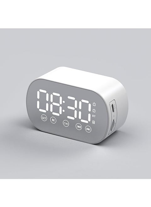Bedroom Office Alarm Clock Digital Alarm Clock With Bluetooth Speaker Fm Radio Small Alarm Clock For Heavy Sleepers Usb Port Mirrored Led Display Hands Free Calling White