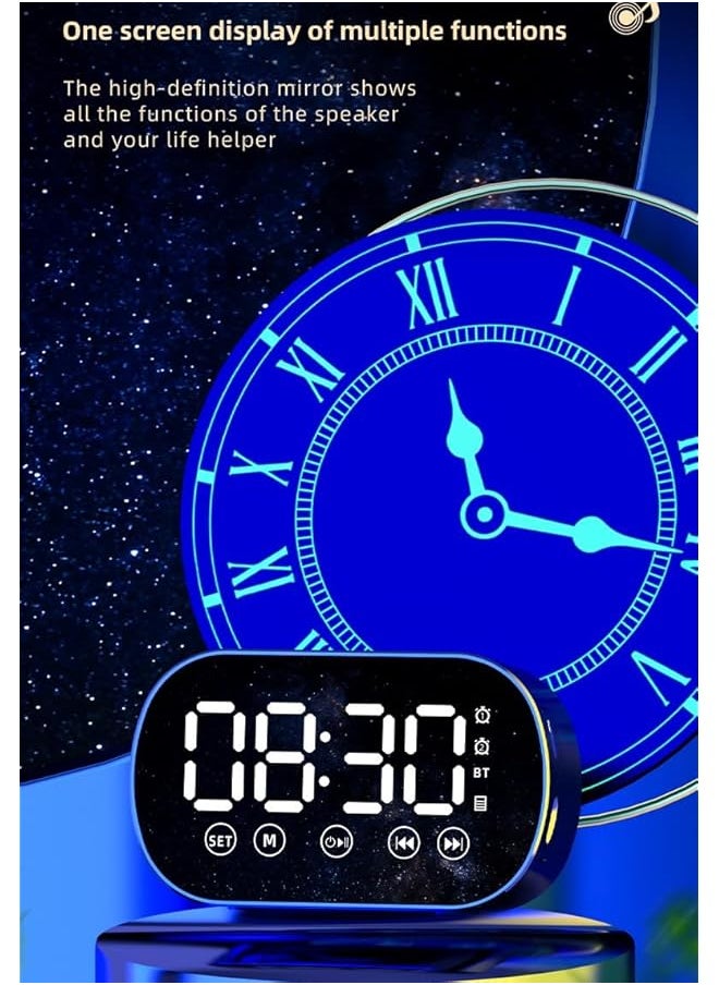 Bedroom Office Alarm Clock Digital Alarm Clock With Bluetooth Speaker Fm Radio Small Alarm Clock For Heavy Sleepers Usb Port Mirrored Led Display Hands Free Calling White