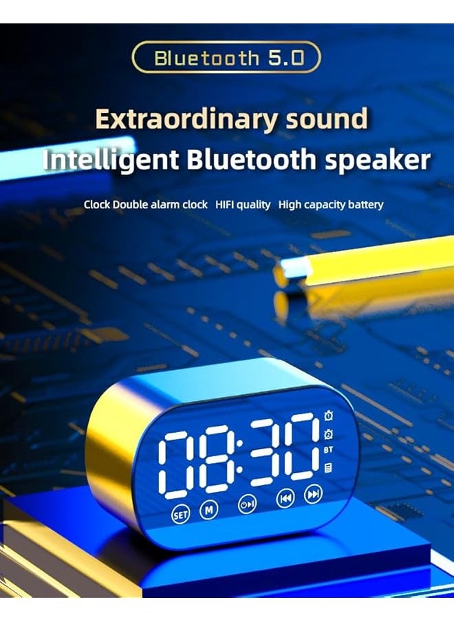 Bedroom Office Alarm Clock Digital Alarm Clock With Bluetooth Speaker Fm Radio Small Alarm Clock For Heavy Sleepers Usb Port Mirrored Led Display Hands Free Calling White