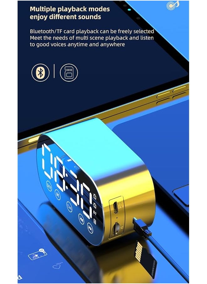 Bedroom Office Alarm Clock Digital Alarm Clock With Bluetooth Speaker Fm Radio Small Alarm Clock For Heavy Sleepers Usb Port Mirrored Led Display Hands Free Calling White