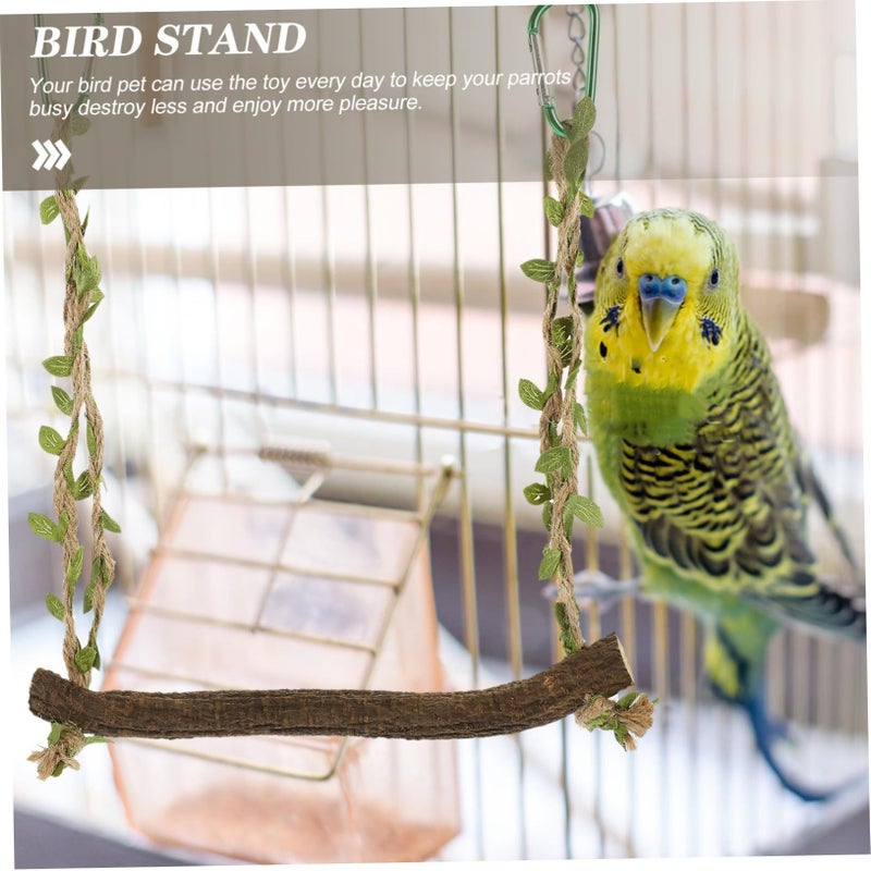 Natural Wood Parrot Perch Swing for Birds Bite Resistant Stand Toy Cage Accessory - Image 4