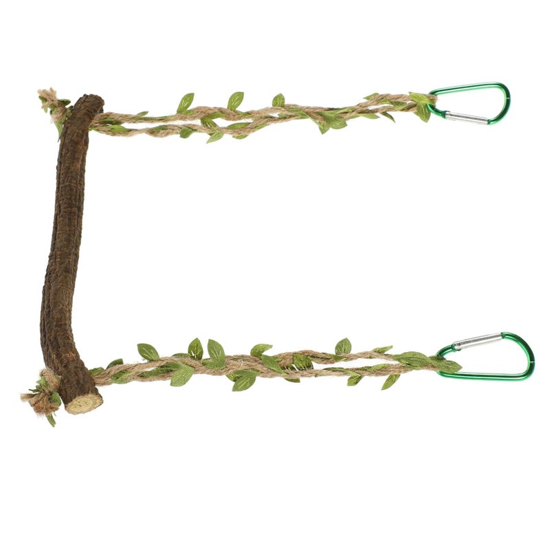 Natural Wood Parrot Perch Swing for Birds Bite Resistant Stand Toy Cage Accessory - Image 2