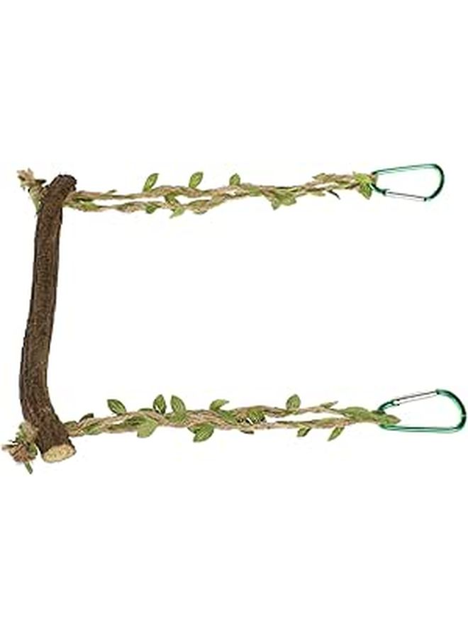 Natural Wood Parrot Perch Swing for Birds Bite Resistant Stand Toy Cage Accessory - Image 1