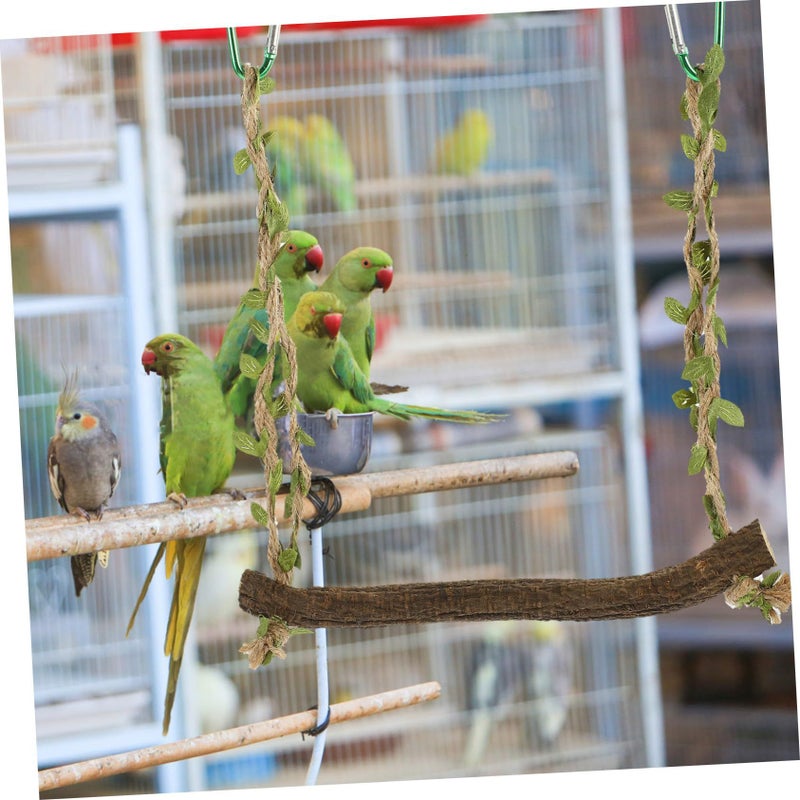 Natural Wood Parrot Perch Swing for Birds Bite Resistant Stand Toy Cage Accessory - Image 5