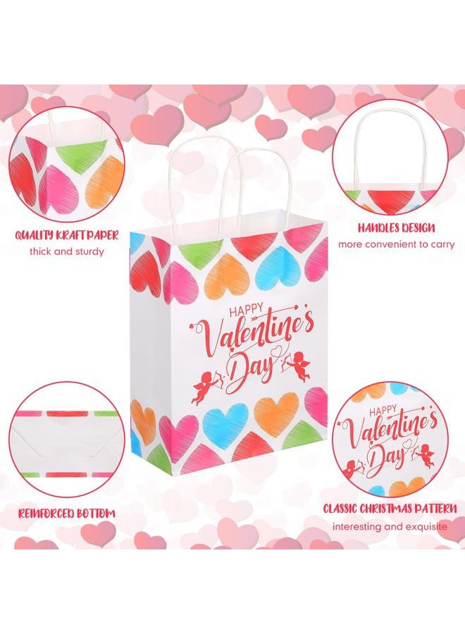 Chivertion 100 Pcs Valentine's Day Gift Bags Bulk 7 x 3 x 9 Valentines Goodie Bags with Handles Valentines Heart Love Paper Bags for Valentine Party Favors Exchange Novelty Gift Wrapping, 10 Styles - Image 4