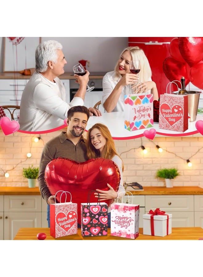 Chivertion 100 Pcs Valentine's Day Gift Bags Bulk 7 x 3 x 9 Valentines Goodie Bags with Handles Valentines Heart Love Paper Bags for Valentine Party Favors Exchange Novelty Gift Wrapping, 10 Styles - Image 3
