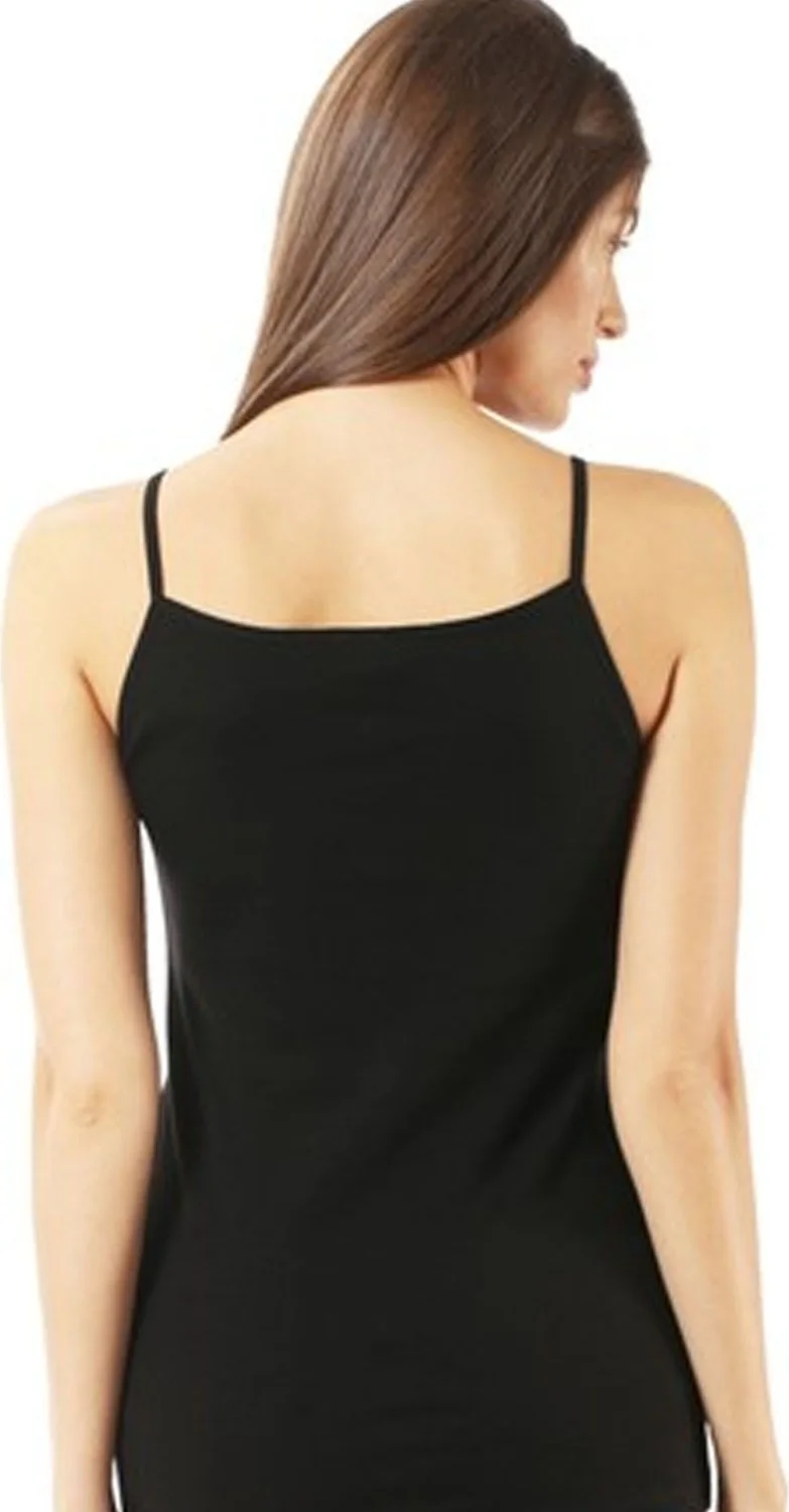 Belifanti Collection Women's Black Strappy Cotton Undershirt Set of 6