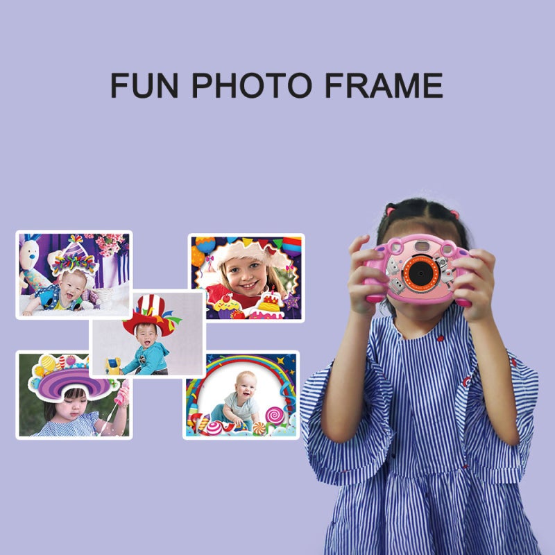 Kids Camera: Pink Sturdy Shatterproof Dust-proof Portable Device - Built-in Holiday Photo Frames Easy-to-use Video Recorder for 4-10 Years Old Kids Outdoor Indoor Use - Image 4