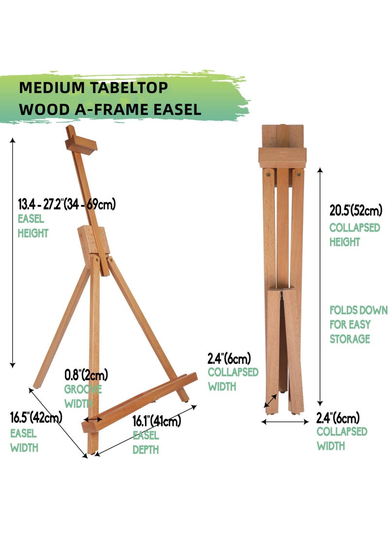Generic - Wooden Easel, Adjustable Beechwood Tripod Display Stand, 31inches High Tabletop Wood Folding Easel, Portable Table Desktop Painting Display Stand, Holds Up to 27inches Canvas - Image 1