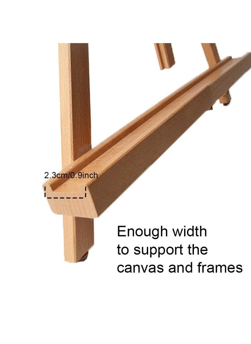 Generic - Wooden Easel, Adjustable Beechwood Tripod Display Stand, 31inches High Tabletop Wood Folding Easel, Portable Table Desktop Painting Display Stand, Holds Up to 27inches Canvas - Image 1