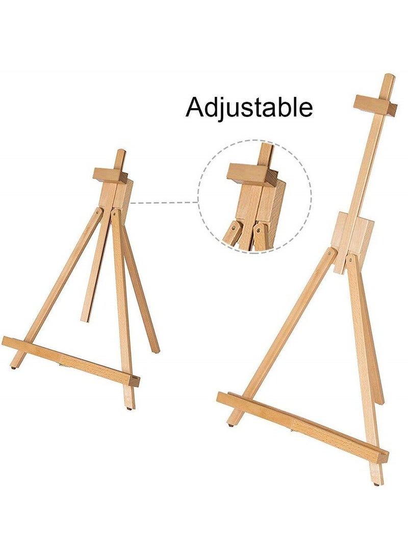 Generic - Wooden Easel, Adjustable Beechwood Tripod Display Stand, 31inches High Tabletop Wood Folding Easel, Portable Table Desktop Painting Display Stand, Holds Up to 27inches Canvas - Image 1