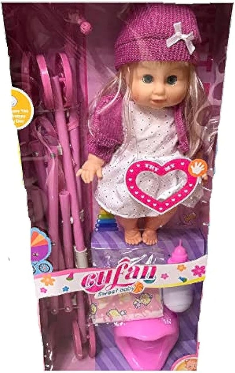 مجموعة ألعاب العروس مع الملحقات والعربة