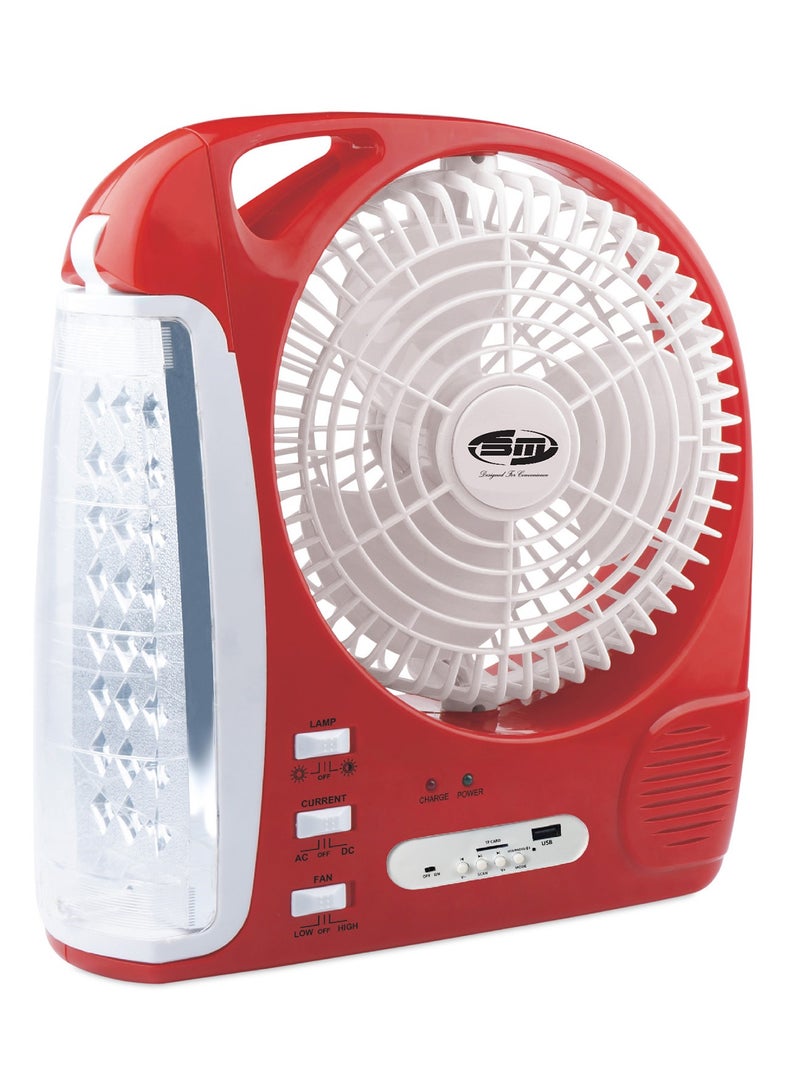 Bm RECHARGABLE FAN WITH LED LIGHT BLUETOOTH FM RADIO SD CARD USB