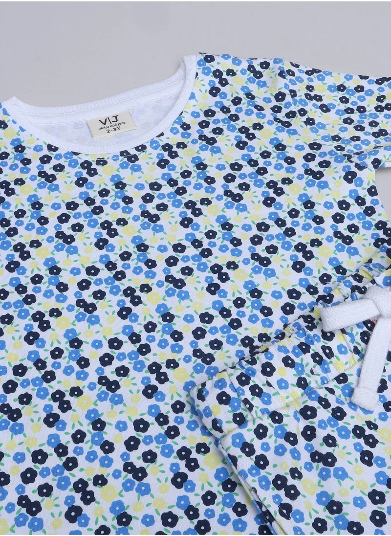 Victor And Jane  Victor and Jane - All-Over Printed T-shirt and Pyjama Set for Women | Best Price UAE