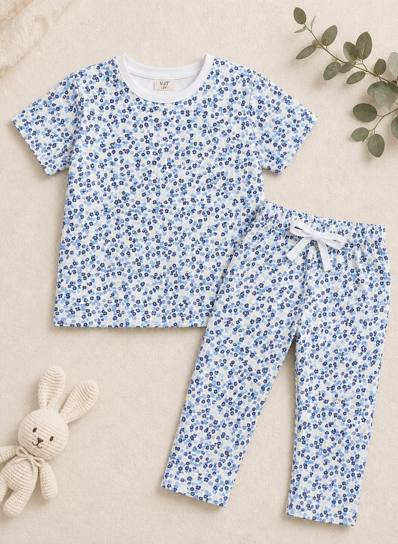 Victor And Jane  Victor and Jane - All-Over Printed T-shirt and Pyjama Set for Women | Best Price UAE