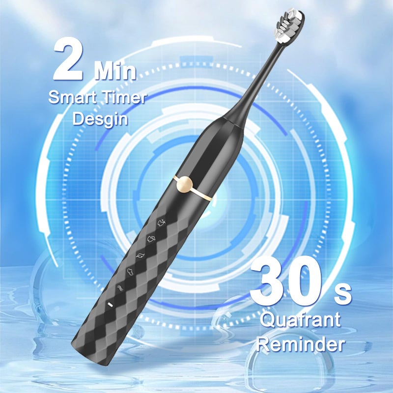 molux Water flosser+Electric Toothbrush Combination Set -5-Speed Sonic Electric Toothbrush, 4-Speed Portable Water flosser, Super Waterproof, a Great Gift for Friends (Black) - Image 5