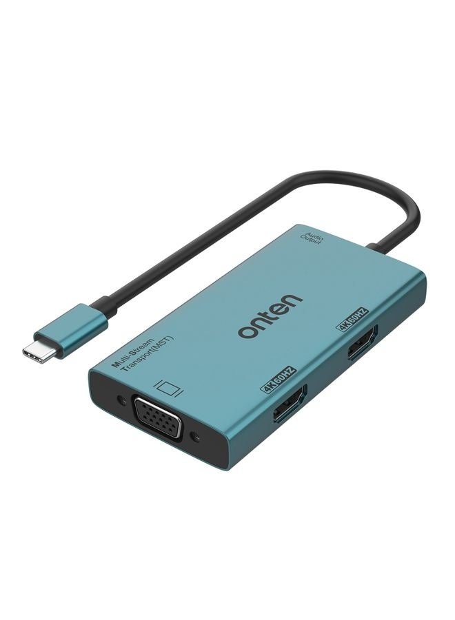 Onten M206 4K 60Hz 4 in 1 Type-C to Dual HDMI + VGA + 3.5mm Video Converter Adapter - Image 1