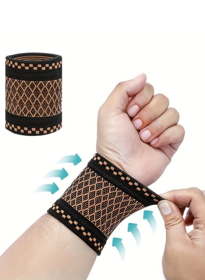 DURKU Copper Wrist Compression Brace, Relieve Wrist Pain with Breathable Compression Wrist Supports, Soft Wrist Wrap Wristbands for Sport, Fitness, Typing (Size: M)  - Image 1