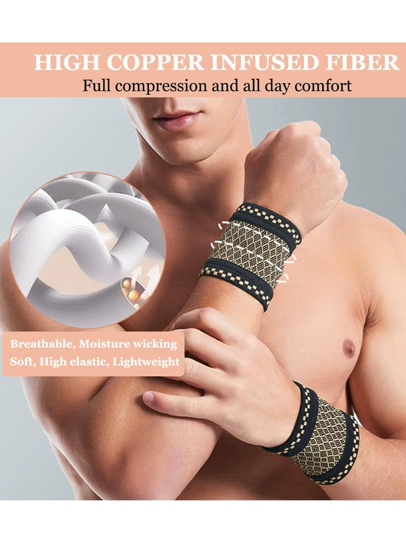 DURKU Copper Wrist Compression Brace, Relieve Wrist Pain with Breathable Compression Wrist Supports, Soft Wrist Wrap Wristbands for Sport, Fitness, Typing (Size: M)  - Image 4