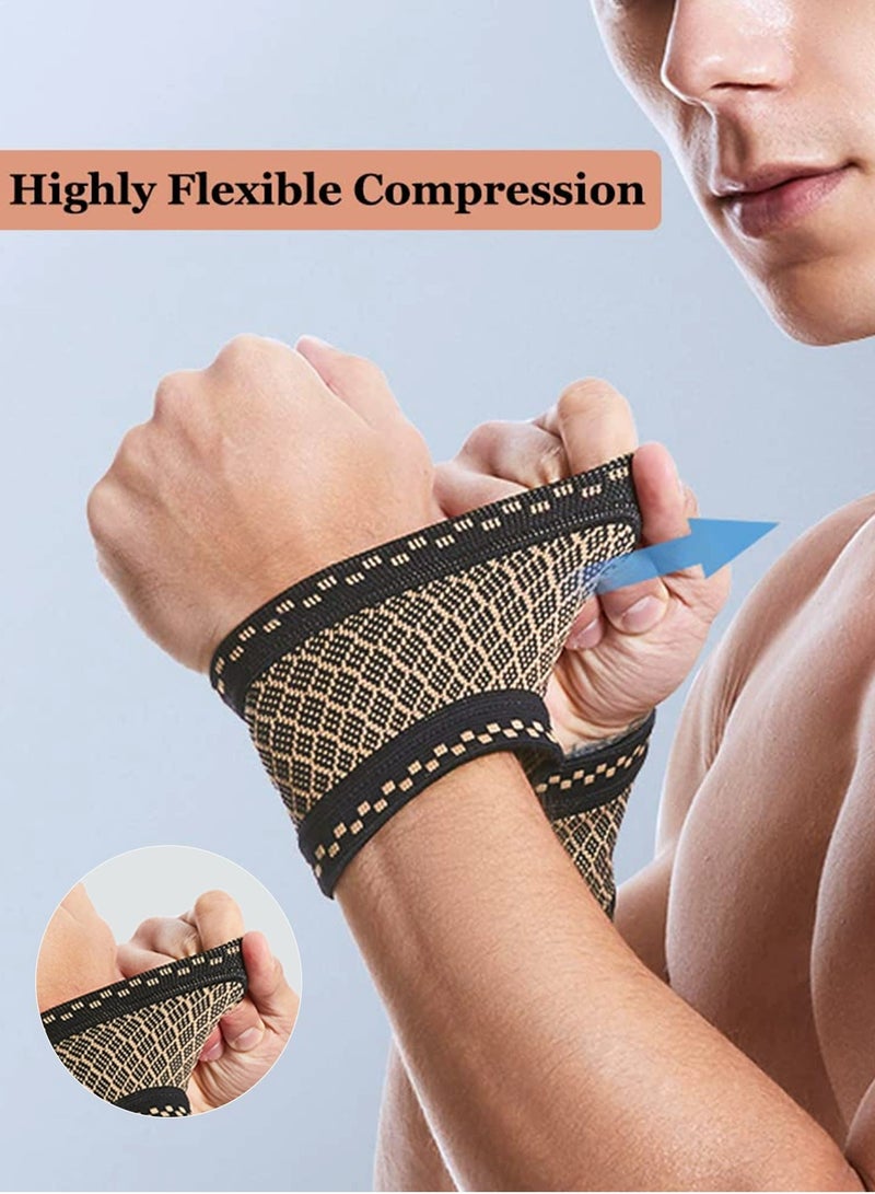 DURKU Copper Wrist Compression Brace, Relieve Wrist Pain with Breathable Compression Wrist Supports, Soft Wrist Wrap Wristbands for Sport, Fitness, Typing (Size: M)  - Image 5