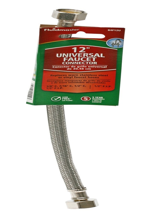 فلويد ماستر موصل صنبور Fluidmaster B4F12U مع محولات الحجم، مصنوع من الفولاذ المقاوم للصدأ المضفر - ضغط 3/8، ضغط 7/16، ضغط 1/2 أو خيط FIP 1/2 × خيط FIP 1/2، بطول 12 بوصة - Image 4