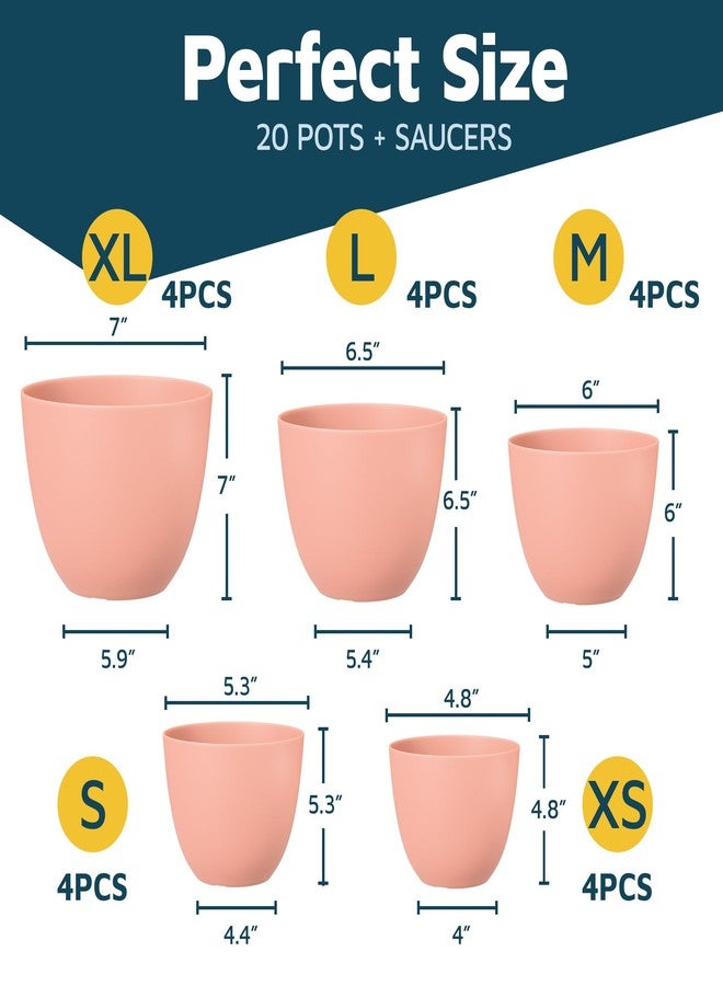 لايف ماستر أواني زراعة لايف ماستر بفتحات تصريف - أواني خفيفة الوزن ومتينة وموفرة للمساحة للاستخدام الداخلي والخارجي - متعددة الاستخدامات، بتصميم عصري بسيط، مجموعة من 20 وعاء زراعة بلاستيكي - وردي - Image 2