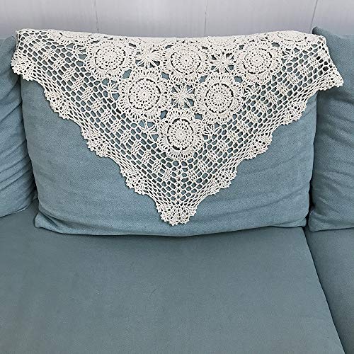 Hetao 100% Cotton Handmade Crochet Square Tablecloth Doilies Lace Table Covers,White, 19 Inch - Image 3