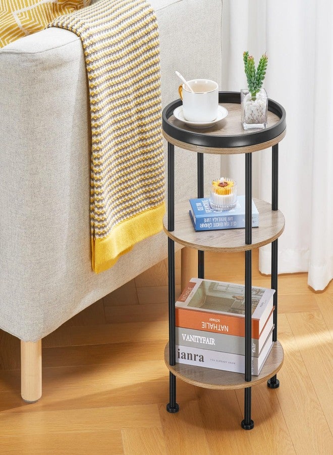 ZEXVIDA Side Table, 3 Tiers, Round Night Table, Width 11.8 x Depth 11.8 x Height 21.7 inches (30 x 30 x 55 cm), Living Side Table, Bedside Table, Mini Table, Folding Side Table, Wood Grain Table, - Image 4
