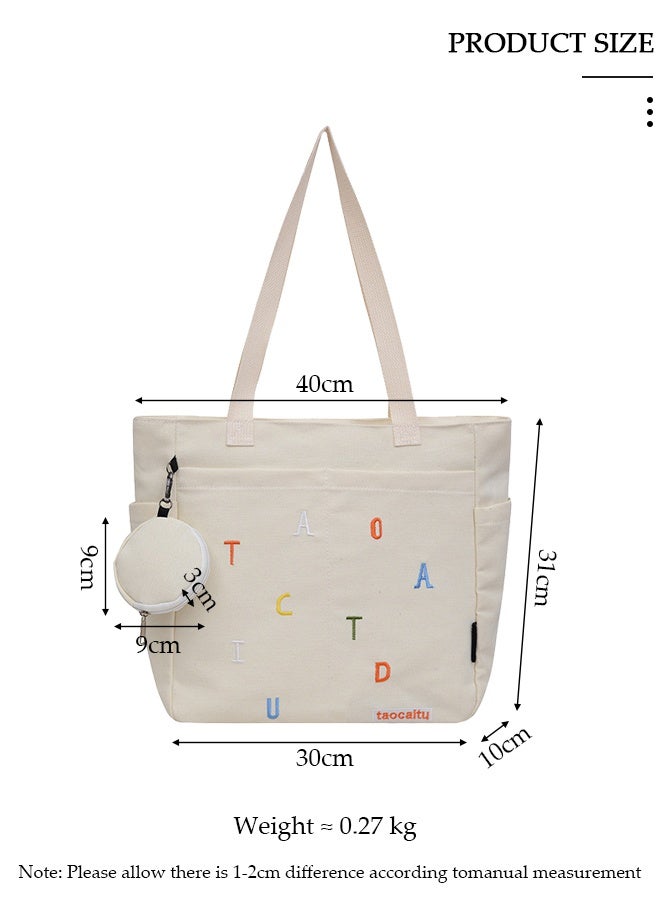 DUNISO Stylish Large Canvas Tote for Women,Simple One-Shoulder Canvas Bag, Simple Large-Capacity Handbag, Casual Art Canvas Travel Bag, Fashion Shoulder Bag for Work Travel - Image 2