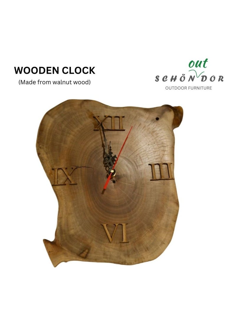 Schondor Furniture Wooden Wall Clock | Small | Elegant Home Decor | Made From Walnut Wood  - Image 1