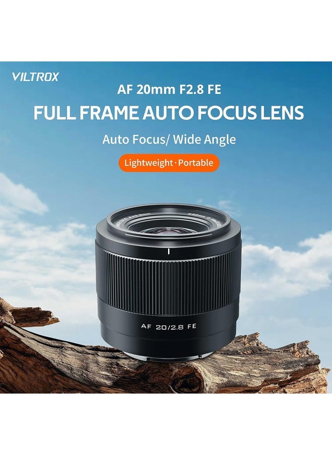 VILTROX - VILTROX 20mm f2.8 FE, 20mm f/2.8 e-Mount Full Frame AF Lens for Sony e Mount, Prime Wide Angle Lens for Sony e Mount a7cr a7cii a7c a6700 zv-e100 a6600 a6400 a7iv a7iii - Image 1