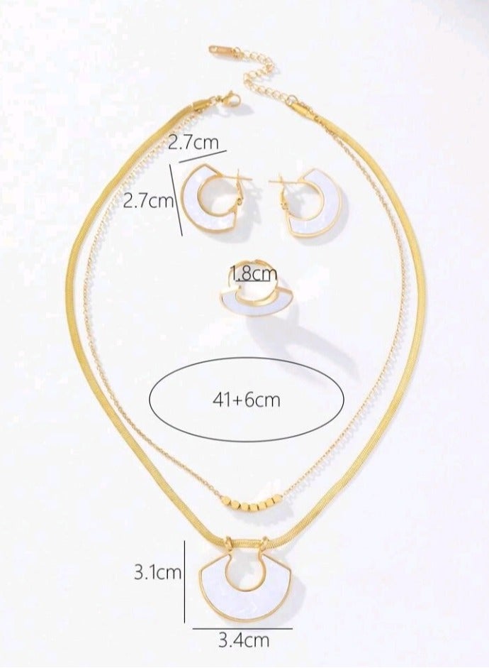 Trendy Stainless Steel Gold Plated Jewellery Set For Women - Image 3