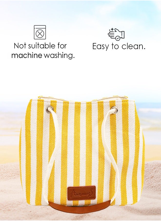 Anemoss - Women Tote Bags, 2-in-1 Hand and Shoulder Bag, Magnetic Closure Large Capacity, Striped Desgin Handbag, Crossbody Travel Bag, Gifts for Women and Girls - Image 1