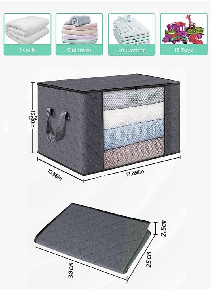 Perfii 4 Pack Clothes Storage Bags, Foldable Blanket Storage Bins with Lids and Handles, Ideal for Comforters, Clothing, and Bedding, 90L Capacity  - Image 5
