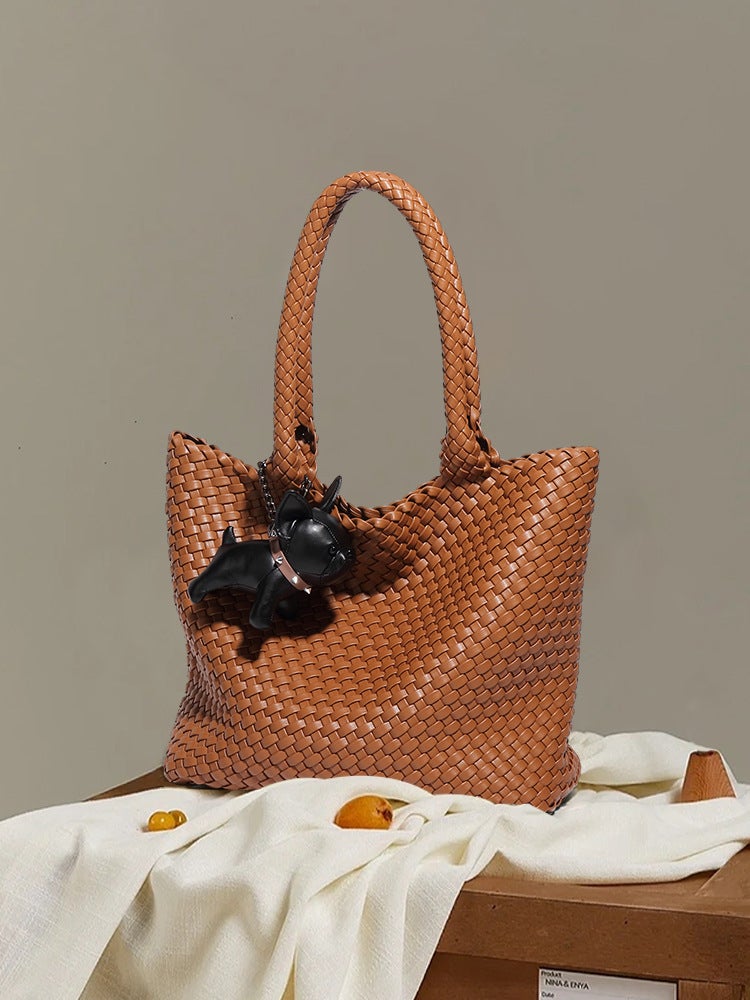 [ Exclusive] Hand-Woven Shoulder Bag Vintage Tote Bag New Casual Large-Capacity Handbag - Image 5