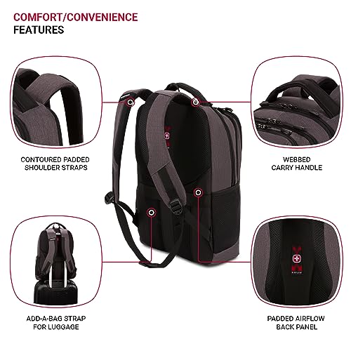 SwissGear 5668 Laptop Backpack Dark Gray Heather 1825 In - Image 3