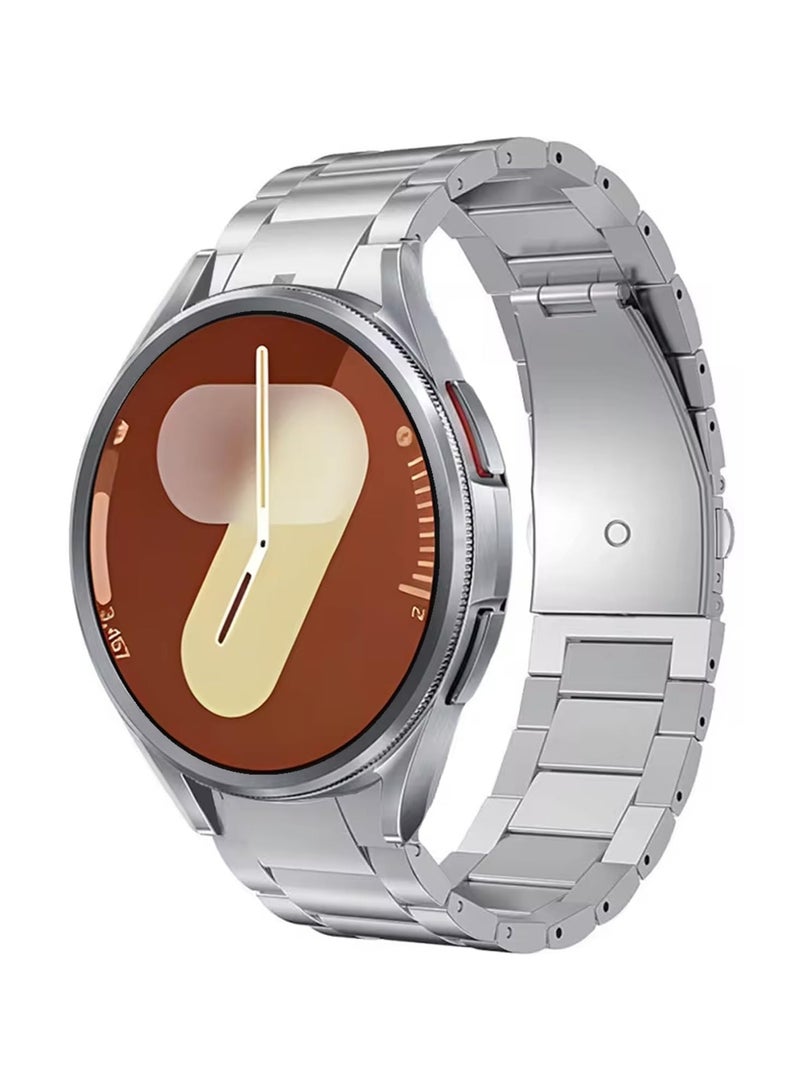 Beauenty Band Compatible with Samsung Galaxy Watch 7 6 5 4 Band 40mm 44mm 45mm/Watch 6 4 Classic 42mm 46mm 43mm 47mm Metal Stainless Steel Bands Strap Men Women NOT for Galaxy Watch Ultra 47mm(2024) - Silver - Image 1