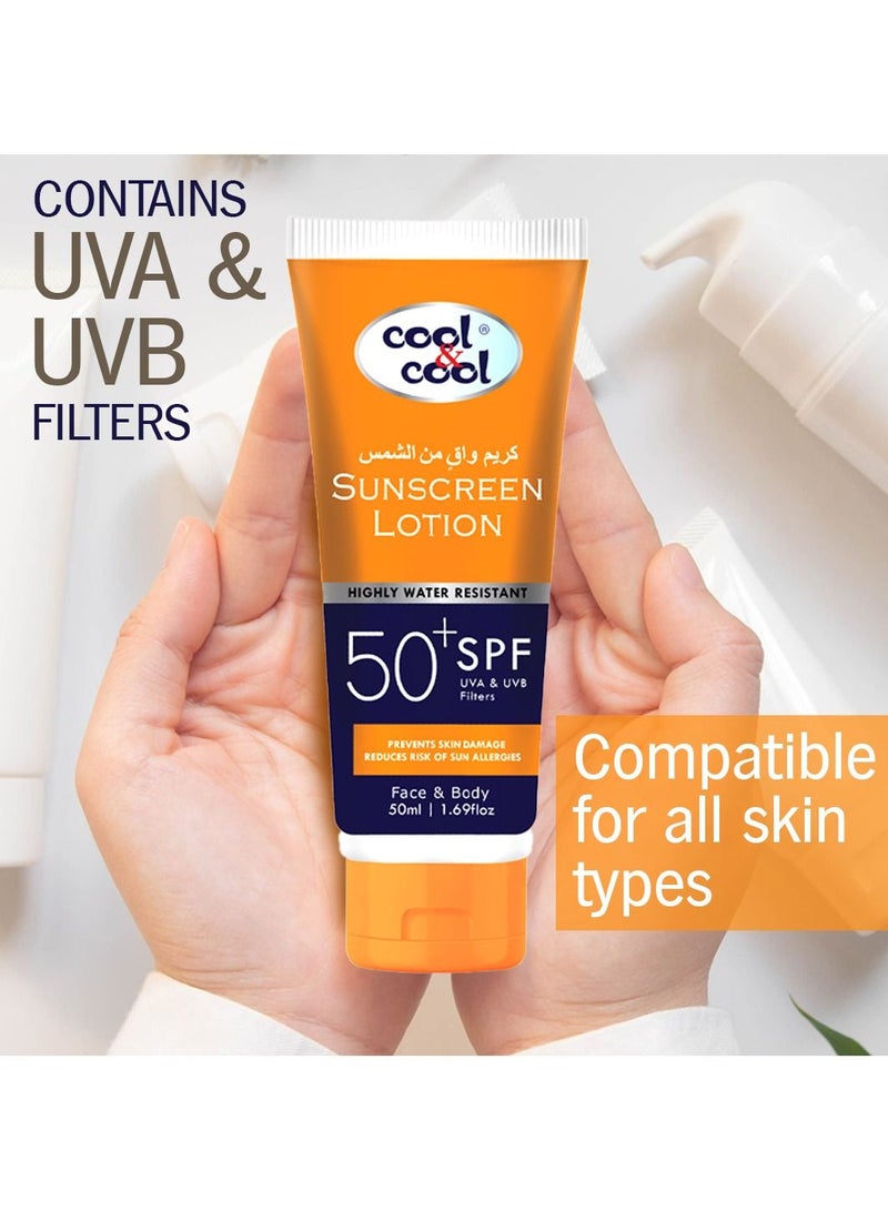 Cool & Cool Sunscreen Lotion SPF 50 | UVA & UVB Protection, Non-Greasy & Quick Absorption, 50mlreen Lotion SPF 50 - Image 4