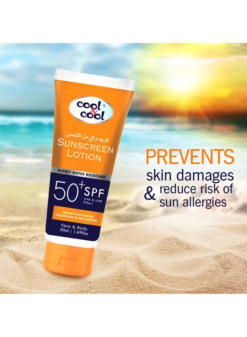 Cool & Cool Sunscreen Lotion SPF 50 | UVA & UVB Protection, Non-Greasy & Quick Absorption, 50mlreen Lotion SPF 50 - Image 3