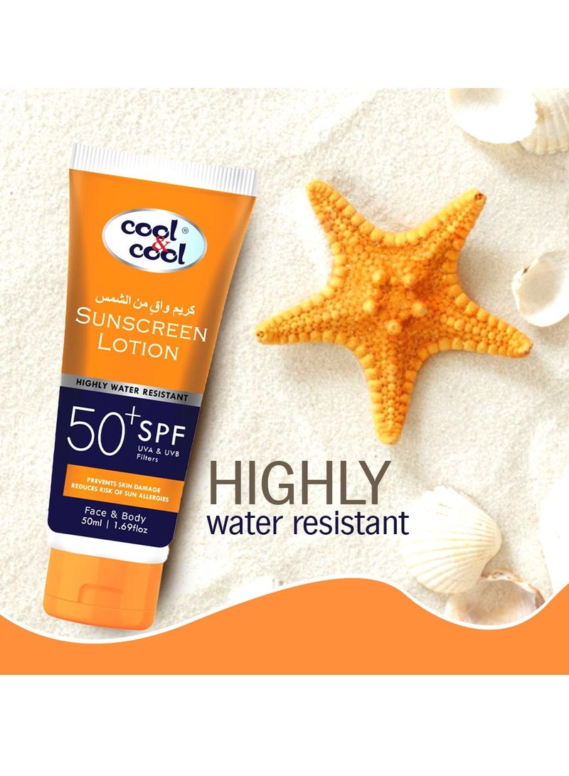 Cool & Cool Sunscreen Lotion SPF 50 | UVA & UVB Protection, Non-Greasy & Quick Absorption, 50mlreen Lotion SPF 50 - Image 2