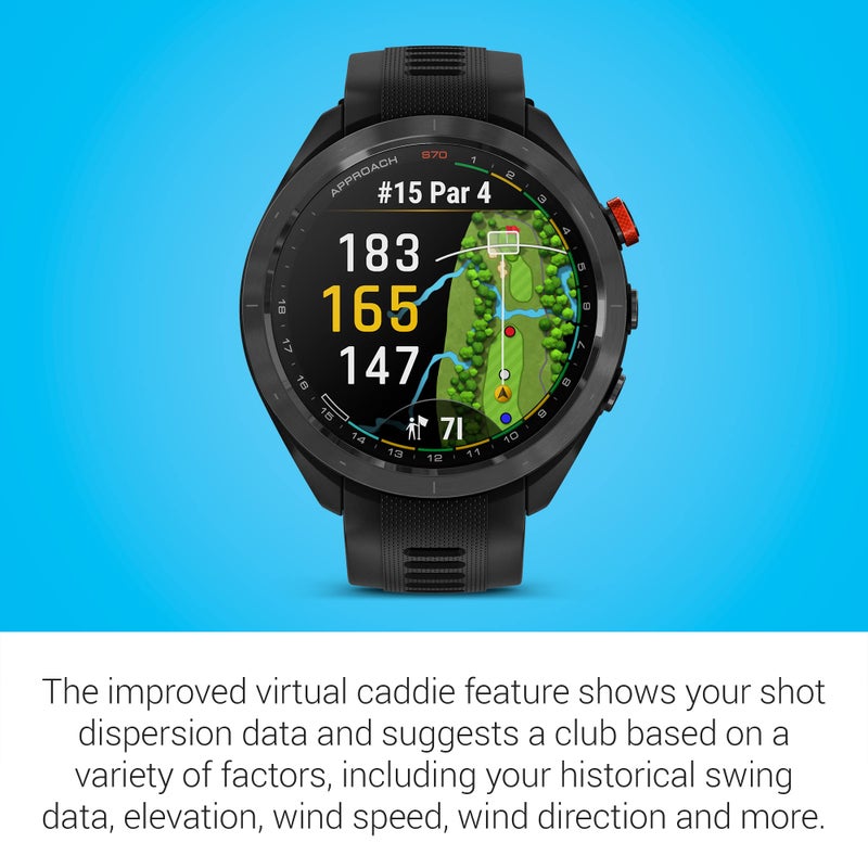 GARMIN ساعة غارمين أبرودش S70، 47 مم، ساعة جولف GPS متميزة، سوداء - Image 4