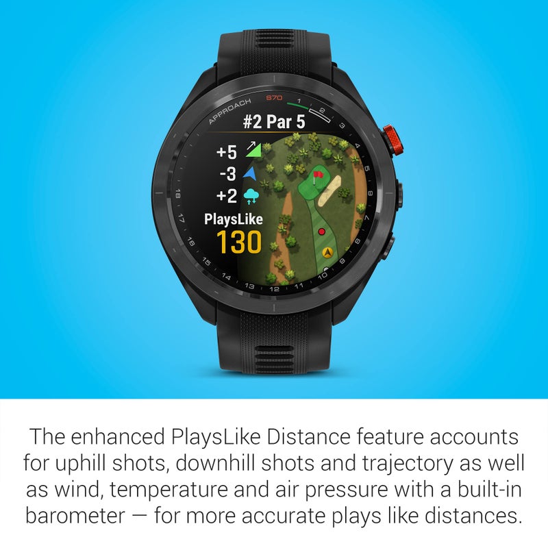 GARMIN ساعة غارمين أبرودش S70، 47 مم، ساعة جولف GPS متميزة، سوداء - Image 5