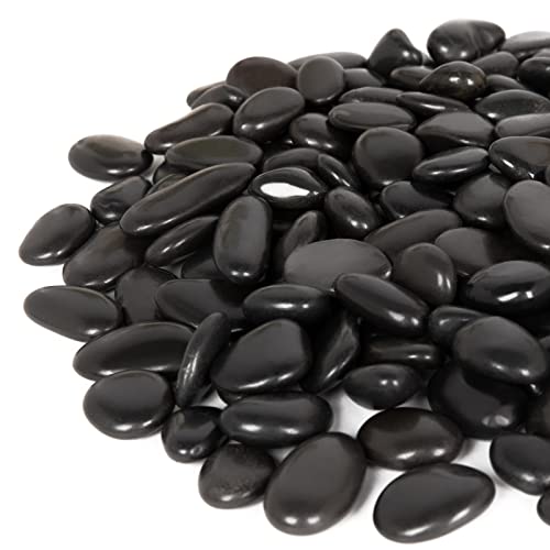 GASPRO 8lb Black River Rocks for Plants Vases 1 to 2 Inch Decorative Pebbles for Pots Indoor High Polished