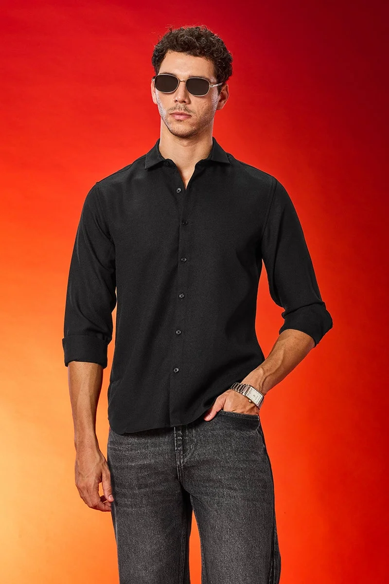 سنيتش قميص أسود من كريب بولي