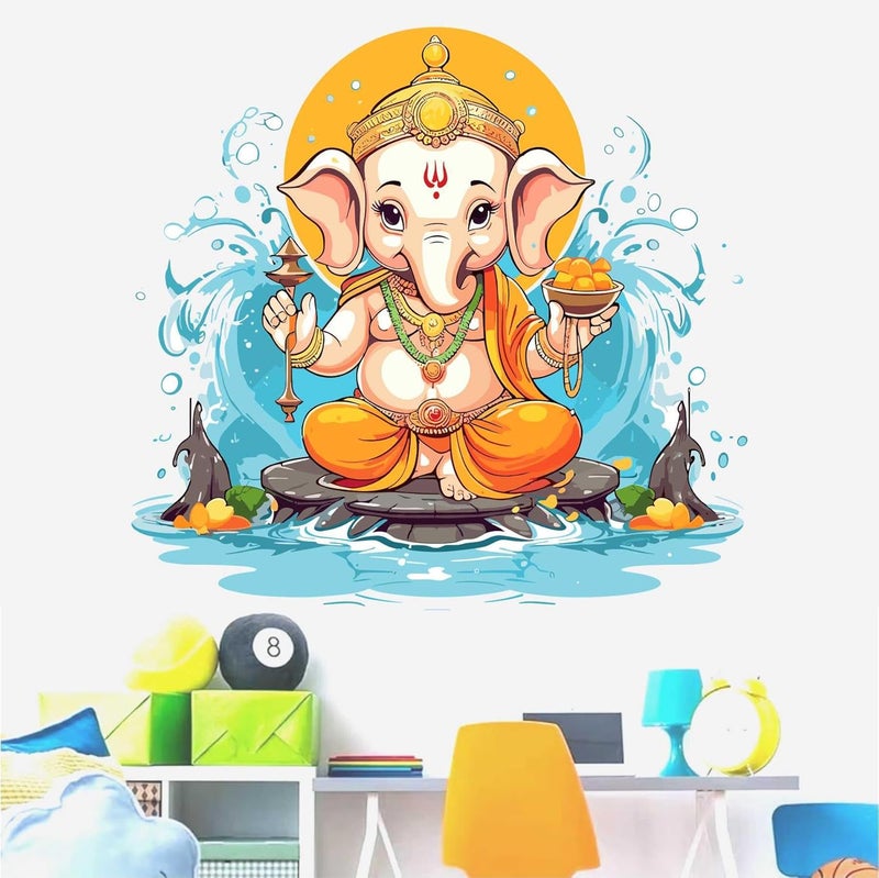 Wall Attraction Shree Ganesha Wall Stickers Murals Size 58x55cm MD163_S - Image 1
