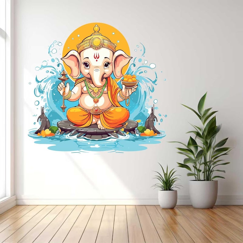 Wall Attraction Shree Ganesha Wall Stickers Murals Size 58x55cm MD163_S - Image 2