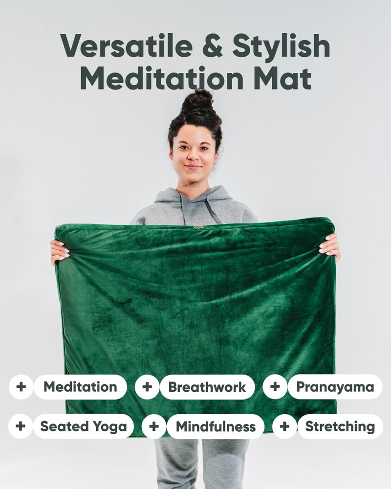 Mindful Modern Velvet Zabuton Meditation Mat - Luxurious Meditation Cushion Pillow with 100% Cotton Filling - Enjoy Better Posture and Greater Comfort for Zafu or Bench (Emerald Green) - Image 5